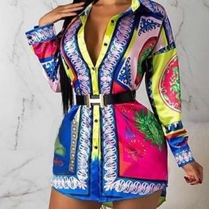 Greek symbol vibrant blouse new without tag xl